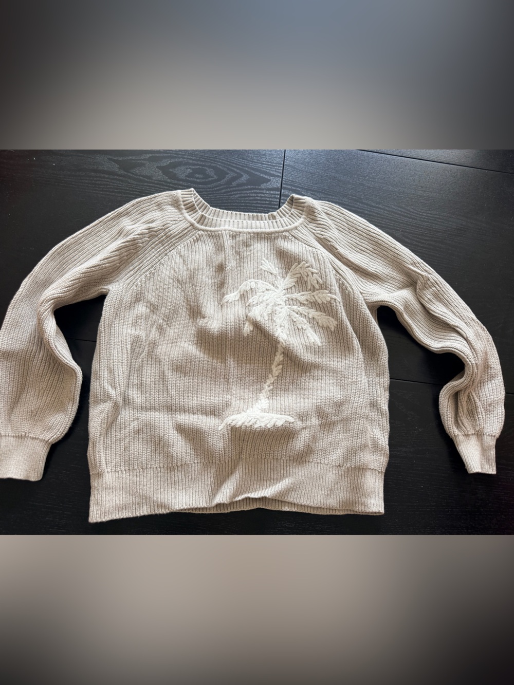 Tommy Bahama Cream Cable-Knit Palm Crew Sweater